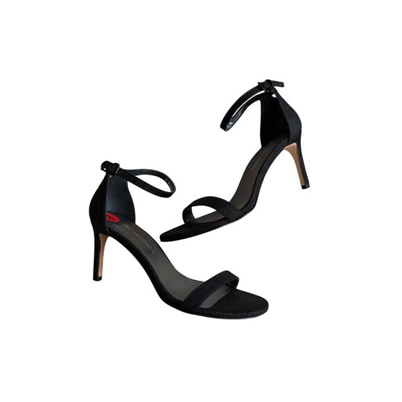 STUART WEITZMAN Black Leather Ankle Strap Sandals Heels Size 8 NEW NWOB - Picture 8 of 8